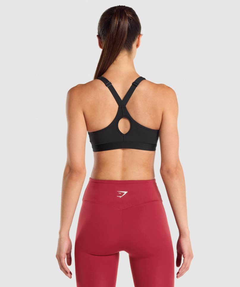 Women's Gymshark Zip Up Sports Bra Black | NZ 8LSKAU